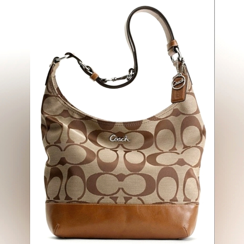 ☆Like New☆Gorgeous COACH Signature North South Convertible Pieced Leather Duffle